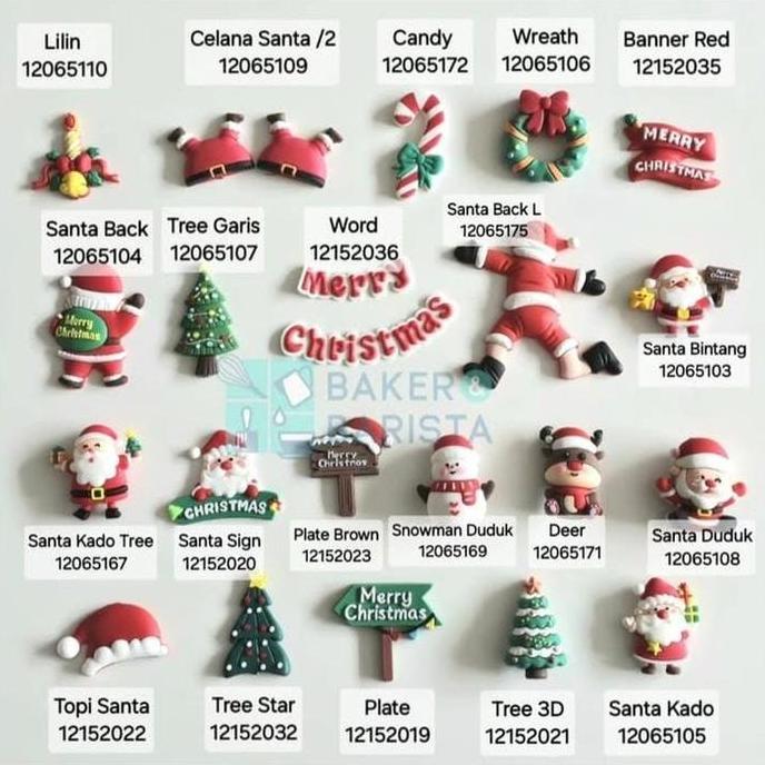 {{{{{{] tusukan clay xmas hiasan kue natal xmas cake decoration santa xmastree