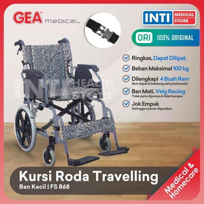GEA | Kursi Roda Traveling FS 868 | Black Steel | Ban Kecil SUM