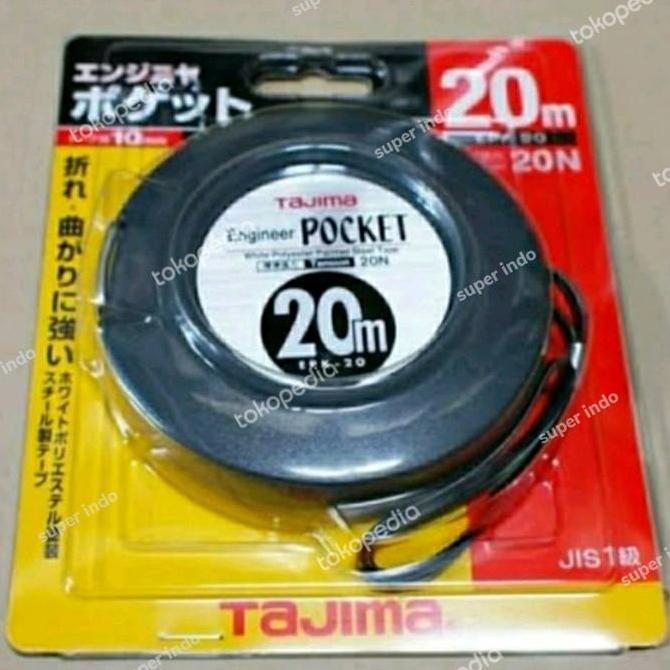 TAJIMA METERAN 20 METER BESI POLYESTER - POCKET ENGINEER 66FT 20M ORI
