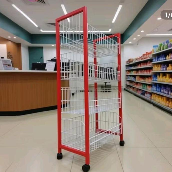 RAK CIKI MINIMARKET MERAH SS 4 / RAK MINIMARKET SUSUN 4 / RAK CIKI SUSUN 5 Besi