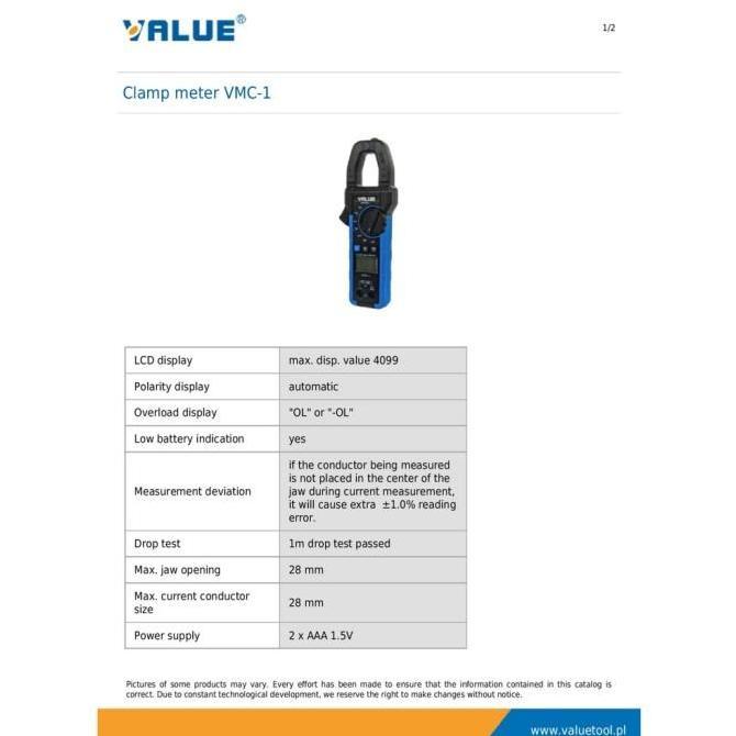 Tang ampere Value vmc 1 Tang amper merk value