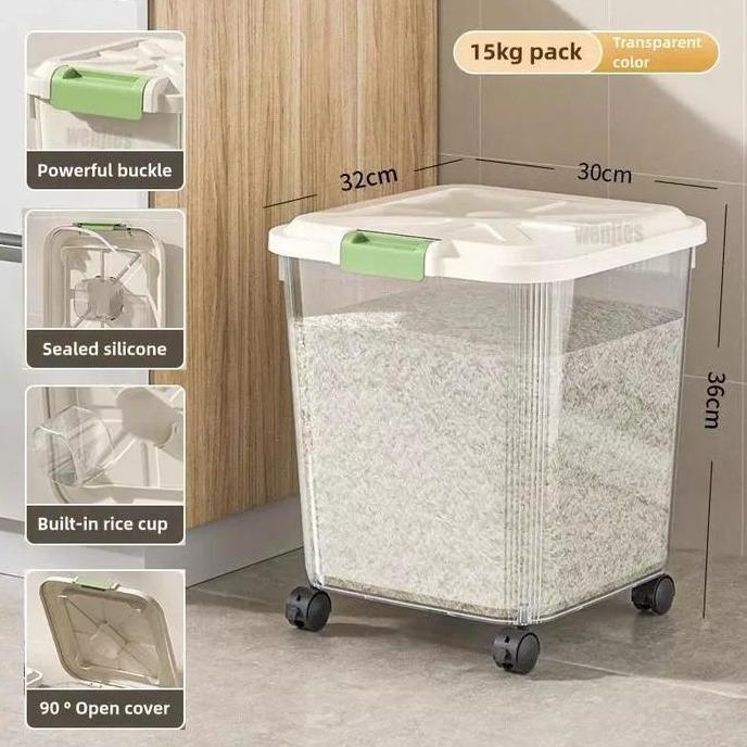 wadah beras aesthetic penyimpanan beras  tempat beras aesthetic dispenser beras 10 kilogram wadah be