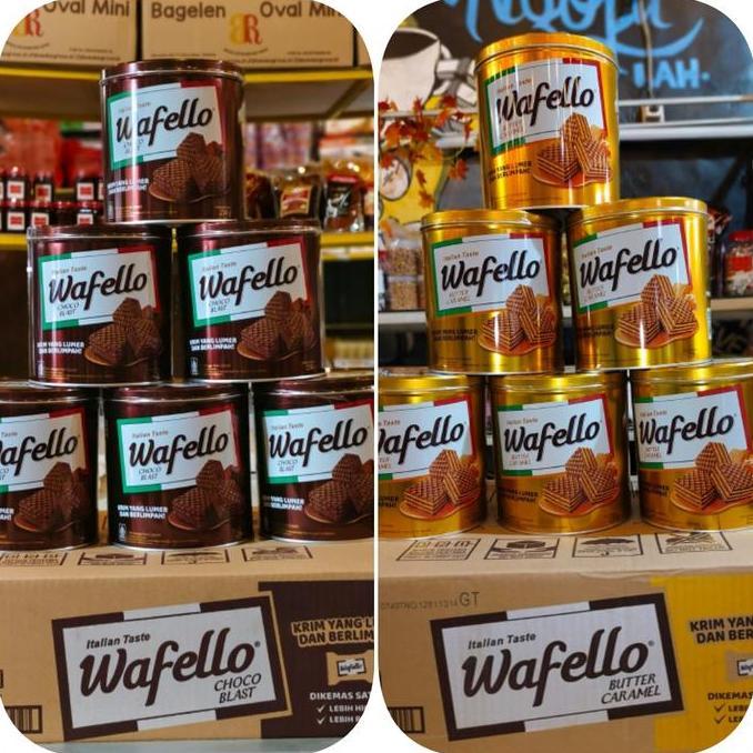 Wafer Wafello Kaleng / Wafer Wafello 234g / Caramel 22g