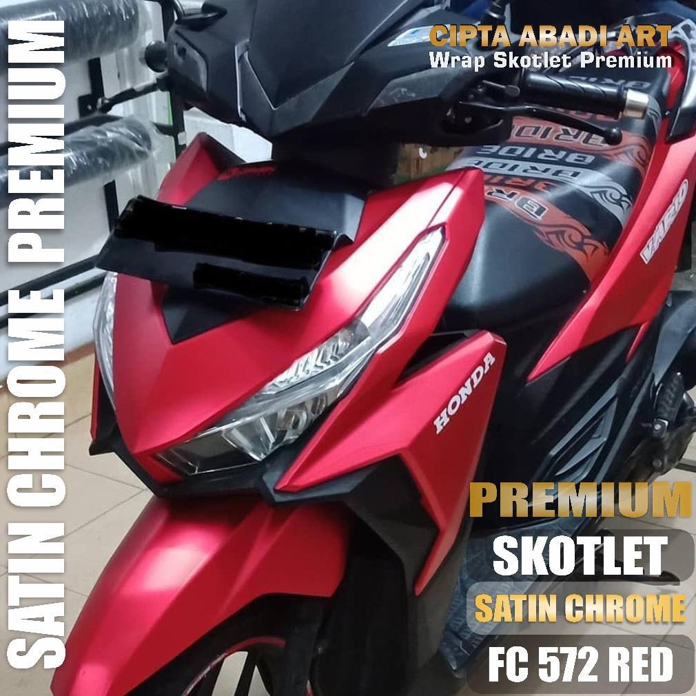 100% AMAN SKOTLET STIKER MOTOR METALIK CANDY GLOSSY SCOTLITE RED MATTE CHROME STICKER SKOTLET MERAH 
