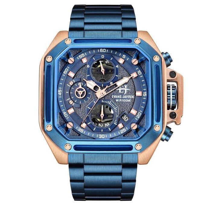 Evans Jayden Jam Tangan Pria EJ 9558 Rantai Stainless Steel Chronograph Kaca Sapphire Water Resistan