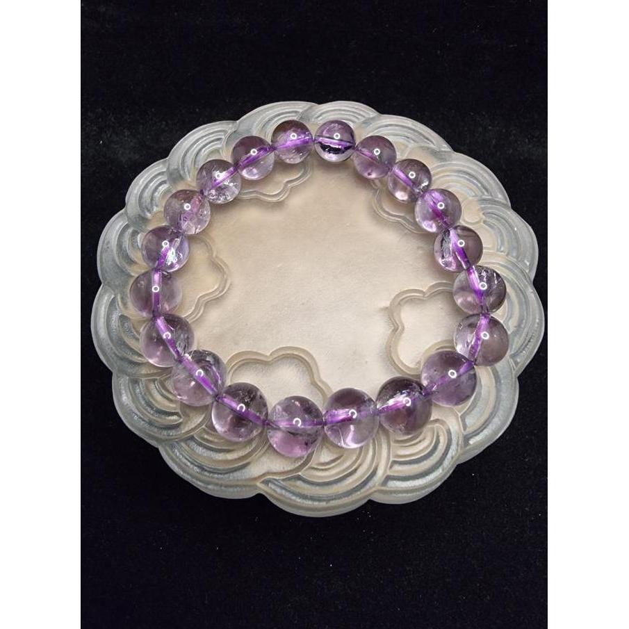 Gelang Batu Azeztulite Amethyst Quartz Himalaya B*oster 5A 10mm F614