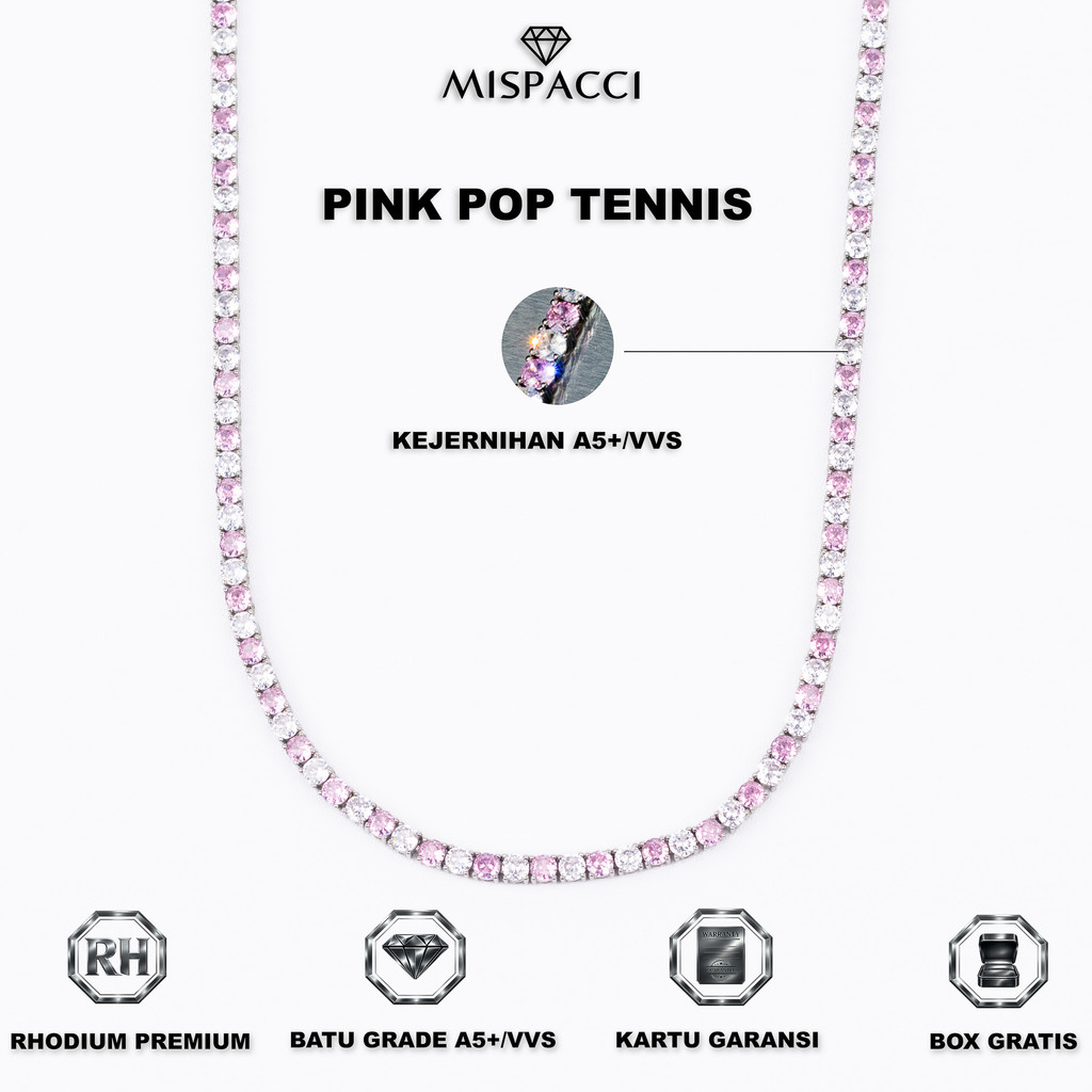 Mispacci - Kalung Pink Pop Tennis Chain