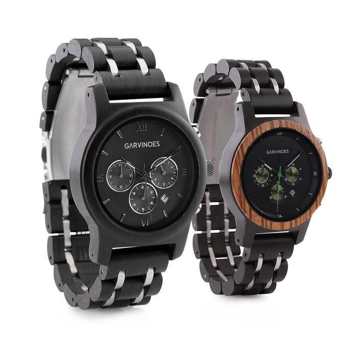 GARVINOES Eboni Series & Cassia Green Eyes Jam Tangan Kayu Couple/Pria/Wanita