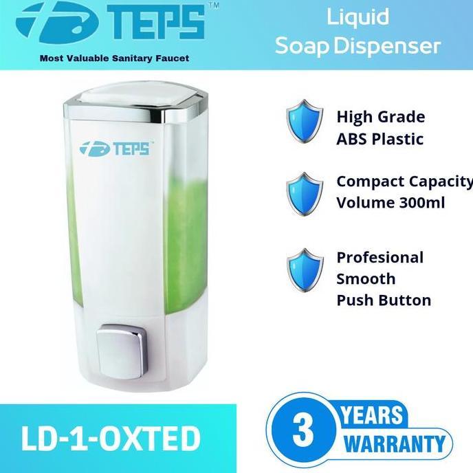 TEPS LDW-1 OXTED Tempat Sabun Cair 300ml ABS Superior Minimalis Praktis Garansi 5 Tahun No Drill Pum