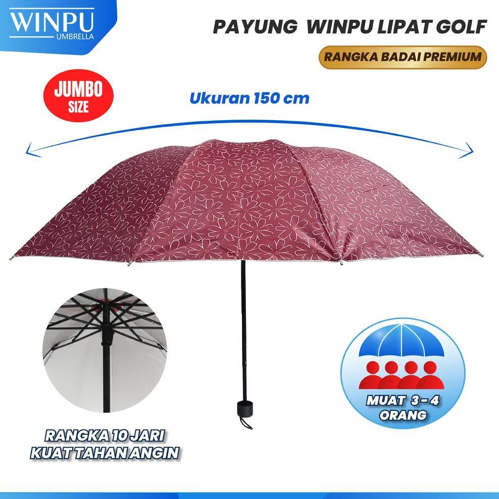 ORIGINAL WINPU PAYUNG LIPAT JUMBO PREMIUM 150 CM MURAH MOTIF FLOWER BUNGA