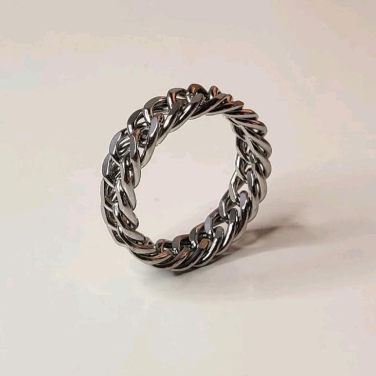 ORIGINAL CINCIN RANTAI SILVER PRIA WANITA BAHAN TITANIUM ANTI KARAT KEKINIAN