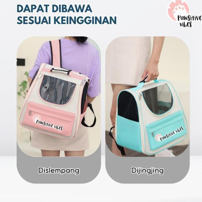Lansungaja- Pawsitive Vibes Tas Ransel Kucing Anjing Tas Travel Hewan Peliharaan Anti Air & Mudah Di