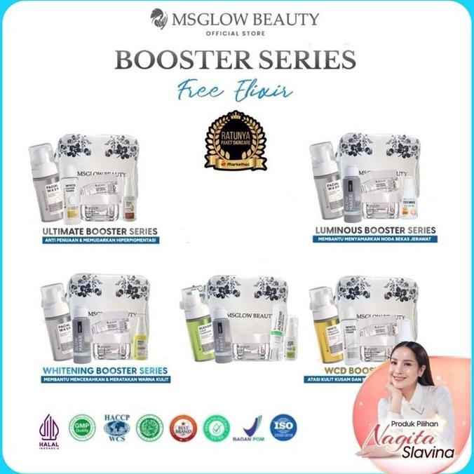 NDALISUMAN - MS GLOW PAKET WAJAH NEW SERIES BOOSTER FREE SERUM ELIXIR MENCERAHKAN MEMUTIHKAN MUKA KU