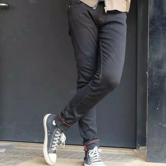 Larisyaa- Superego Celana Soft Jeans Hitam Full Black Skinny