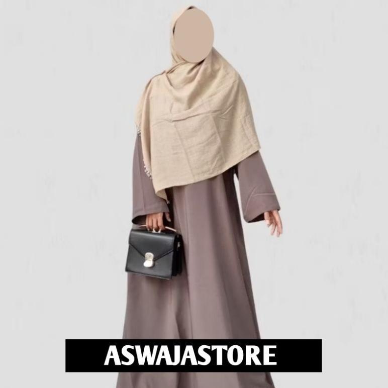 (Bisa COD) Gamis Abaya Polos Turkey Set Hijab - Busui Frendly | Remaja Aesthetic | Dress Arab | Basi