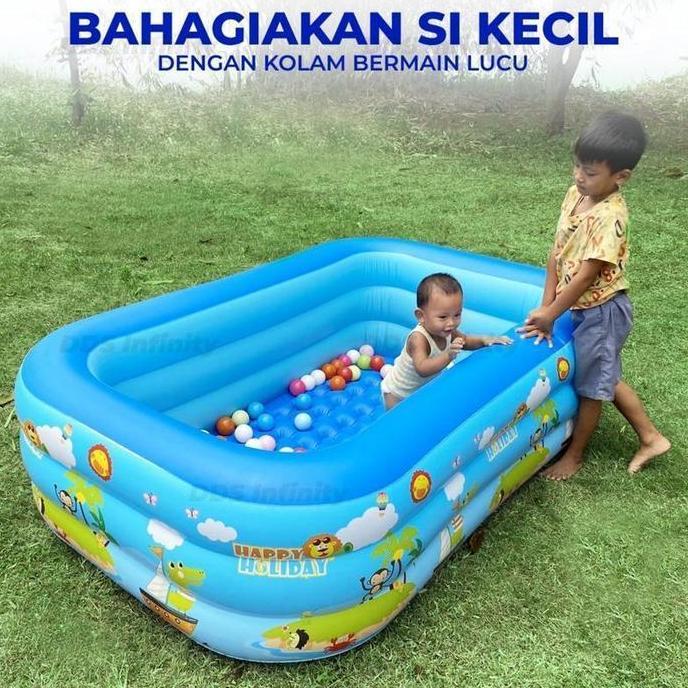 Playing- 120Cm-260Cm Kolam Renang Anak 3 Ring Kolam Mandi Bola Pompa Tiup Inflatable Kolam Balon Ana
