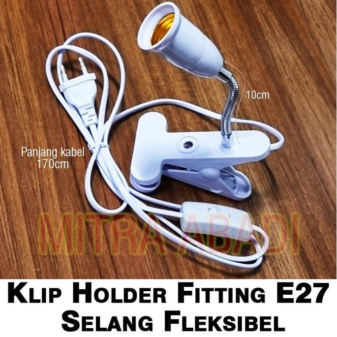 Lansungkirim- Clamp Holder Fitting E27 / Holder Lampu E27 Kabel Fleksibel + Switch
