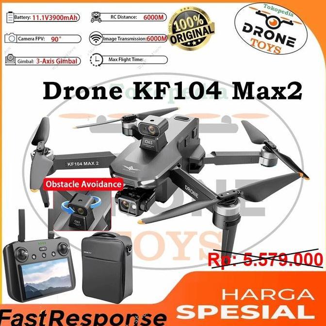 BEBAS ONGKIR - KF104 Max 2 6KM Drone GPS 3-Axis Gimbal 4K Camera With Screen Display Remote VS Drone
