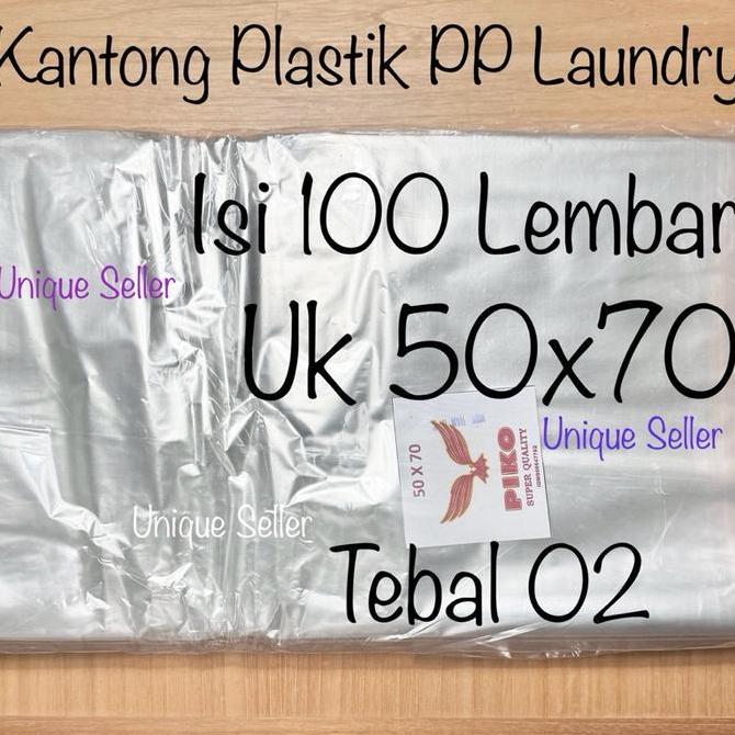 // [ISI100] PLASTIK LAUNDRY PIKO 50X70 TEBAL 02 / KANTONG PLASTIK PP UK 50 X 70 X 02 / PLASTIK OPP T
