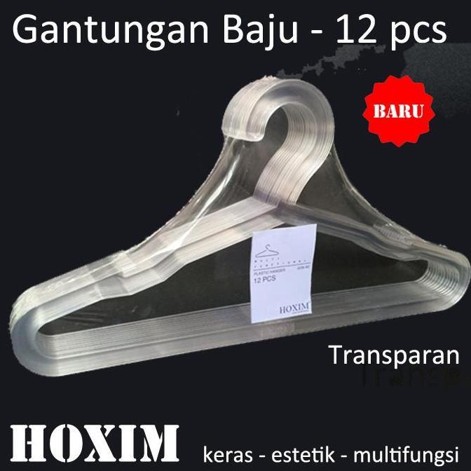 '' GANTUNGAN BAJU PLASTIK DEWASA BENING | HANGER PLASTIK | 12 PCS HOXIM ''