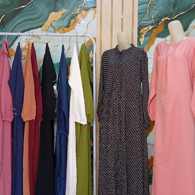 Unik Gamis Crinckle Polos Simple Premium Wanita Muslimah Elegan - Dress Abaya Crinkle Airflow Terbar