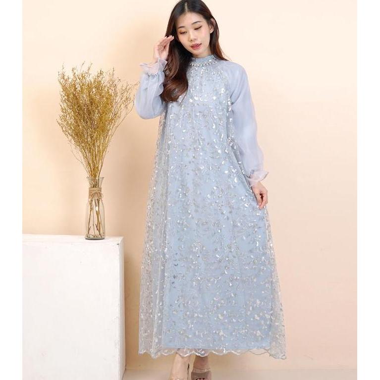 DI163 - K285 Long dress Wanita Kekinian / Gaun Pesta Mewah Elegan Wanita / Dres Kondangan Hijab Gami