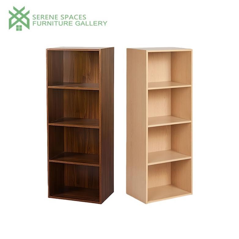 SERENE SPACES Rak Buku Kayu 4 Susun Rak Buku Susun Minimalis Lemari Display Serbaguna Rak Buku Porta