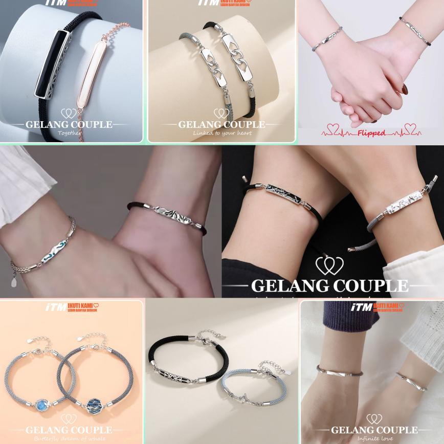 iTM Gelang Pasangan tangan tali tangan pria dan wanita gelang perak sterling