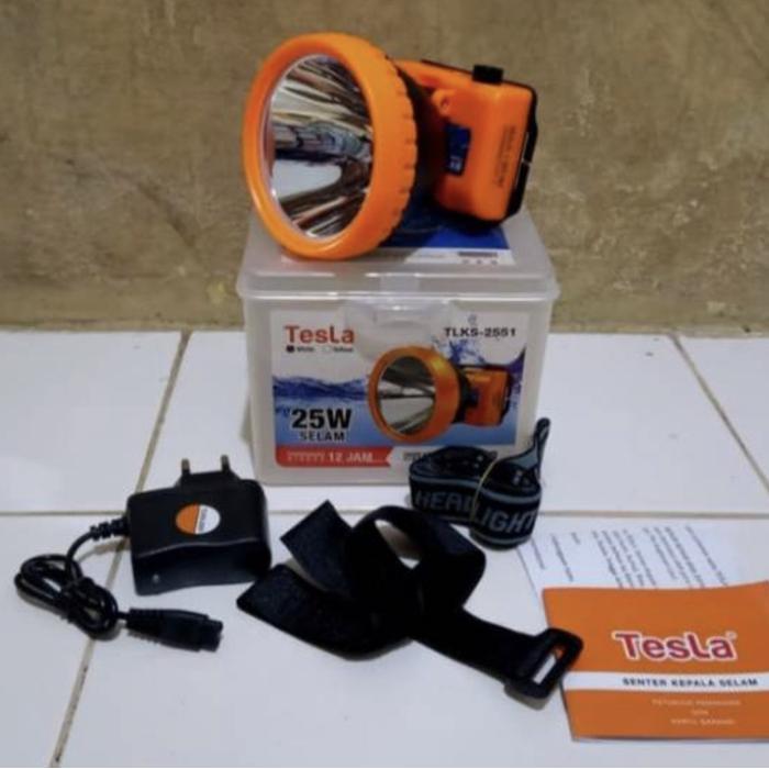 TERBARU Senter Kepala Selam TESLA TLKS-2551/Headlamp Tesla 25 Watt Super