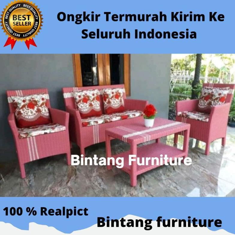 ( Ready Stok) Kursi Teras Sofa Hawai Rotan Sintetis 1 Set Modern