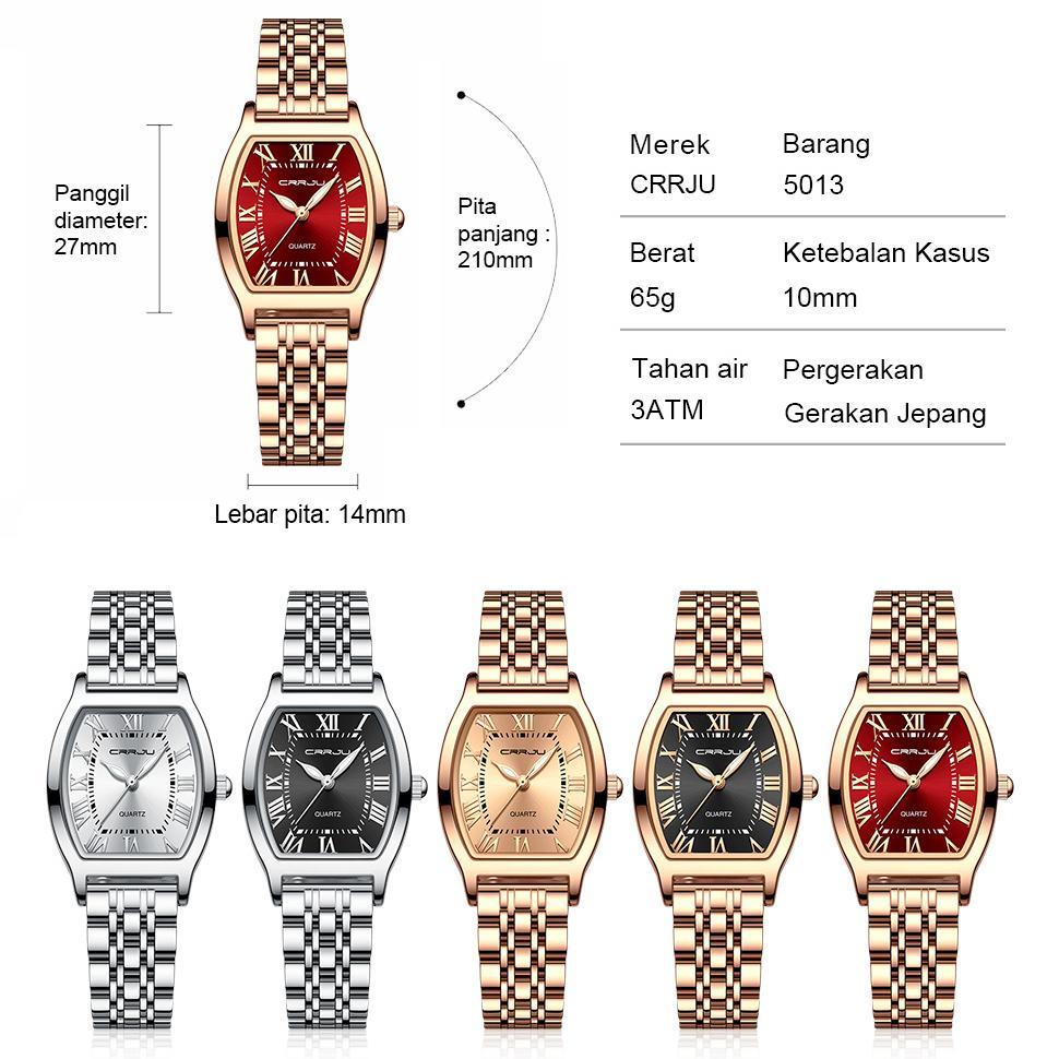 Thebest- CRRJU Jam Tangan Wanita Elegan Terbaru 2023 Anti Air Rantai Kado Buat Pacar Cewek 5013