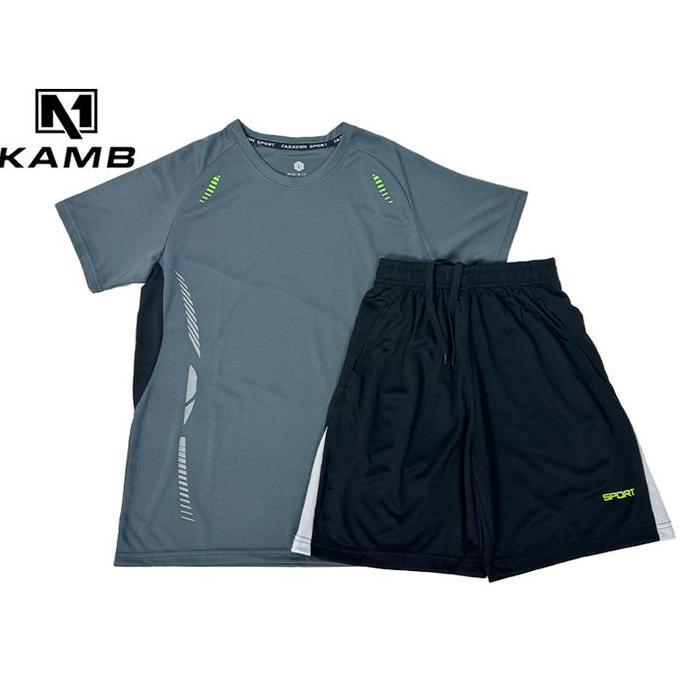 KAMB Set Baju Olahraga Pria Original Lari Badminton Running Jersey Gym Pakaian Sport