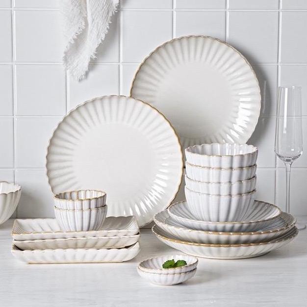 PIRING MAKAN KERAMIK PUTIH DINNER SET MILANO WS