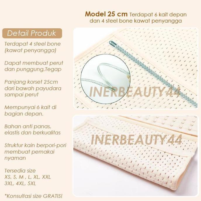 Korset pelangsing perut model 25cm kait 6 /korset pengecil perut pinggul/ korset perut anti buncit w