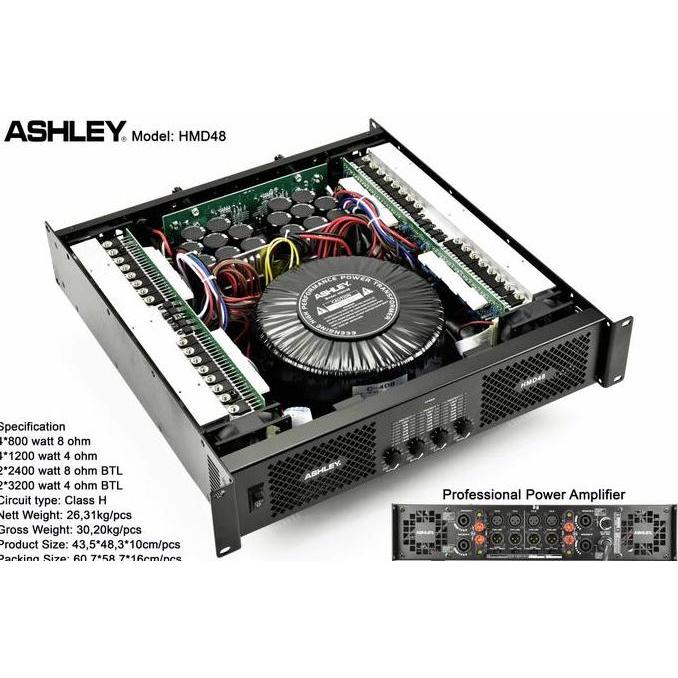 Promo Power Ashley HMD48 Class H 4 Channel HMD-48 4 x 800 Watt Original Diskon