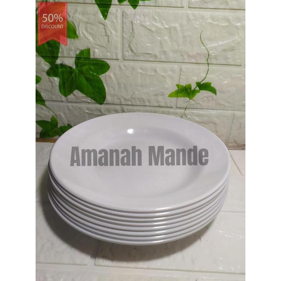 6 pcs | Piring Makan Melamin Putih Polos - Piring Makan WS