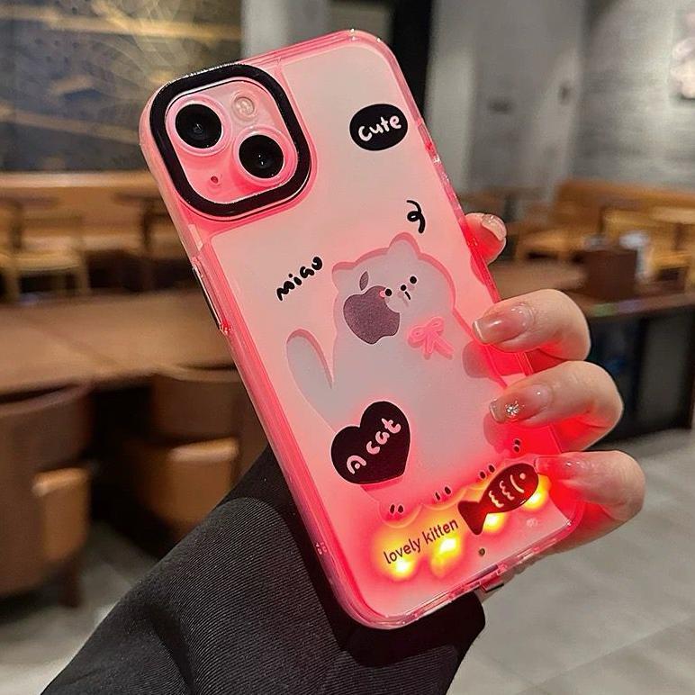 Case For IPhone 11 12 13 14 15 16 PRO MAX LED Warna Warni Casing Diskon