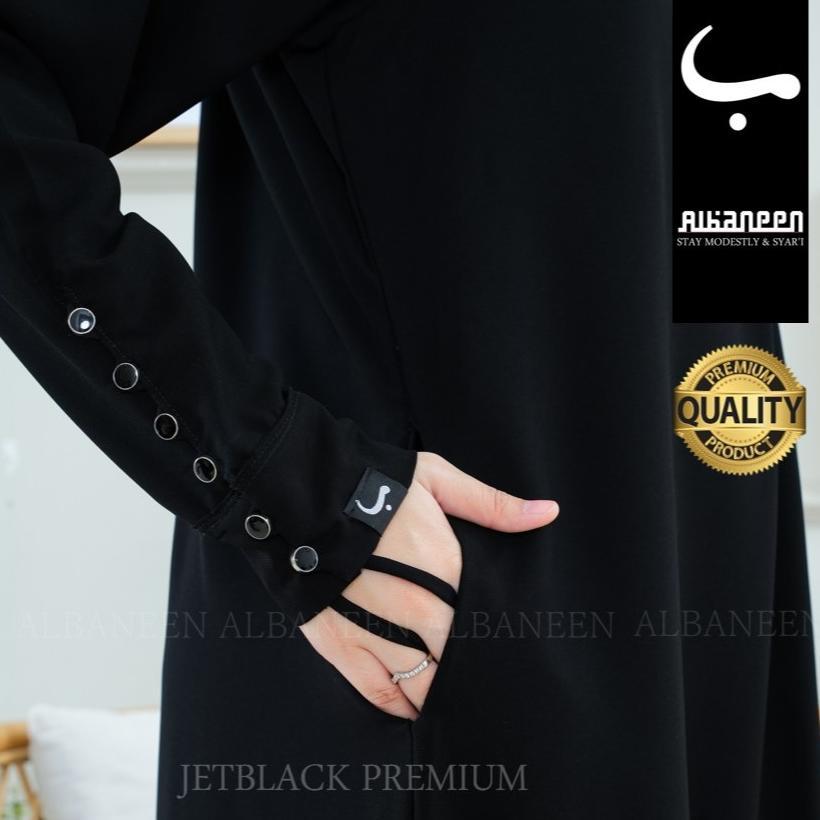 [NEW Mola Dress] Gamis hitam jetblack kiara polos premium | Abaya hitam anti uv mewah Albaneen.syari