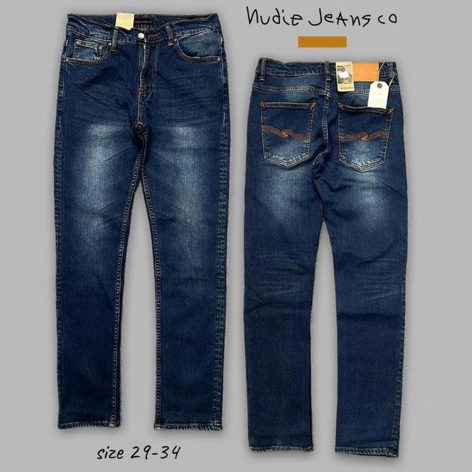 Premium Nudie Jeans Celana Panjang Jeans Pria Bahan Ngaret Model Pensil Slim Fit Cod Celana Jeans Pr