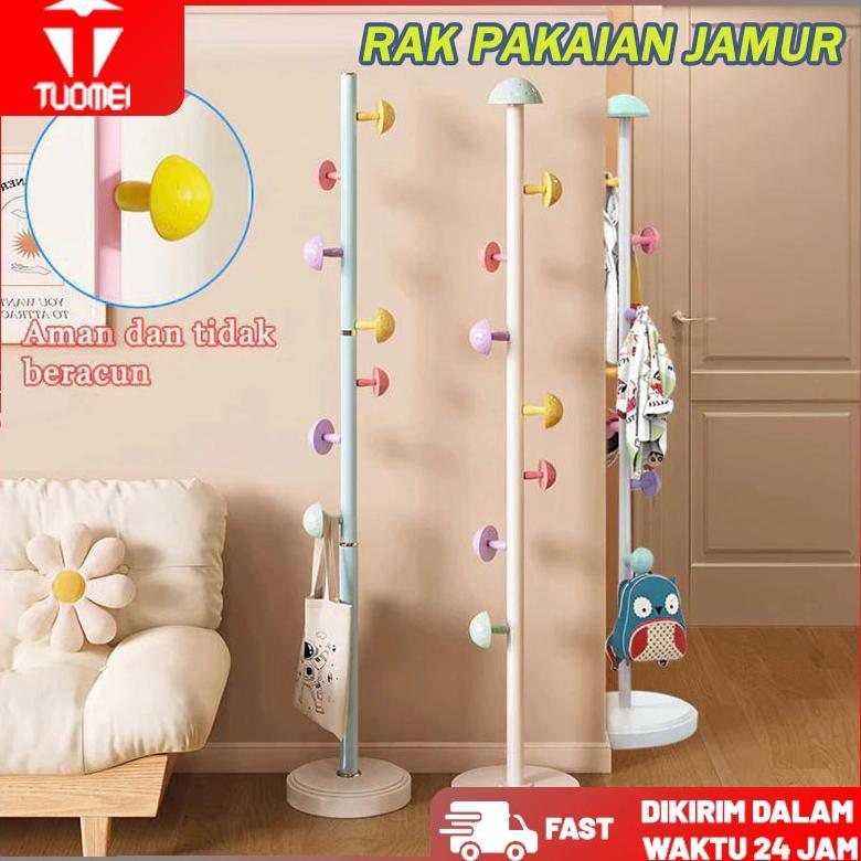 [LUV] Tahan Karat Rak Mantel KamarTidur Minimalis Alas Bulat Aesthetic Rak Gantungan Baju berdiri To