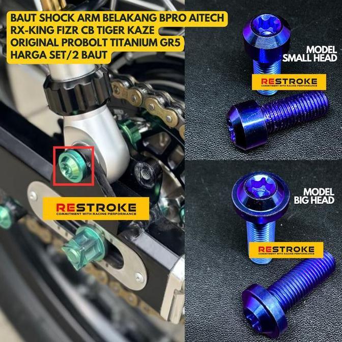 defatah.id - set baut shock arm belakang fizr f1zr rx king cb tiger kaze arm bpro aitech titanium gr