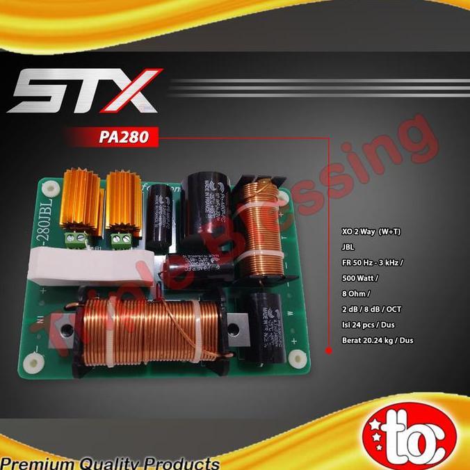 Promo Crossover Pasif 2 way Woofer Tweeter 500 watt - STX PA280 Diskon