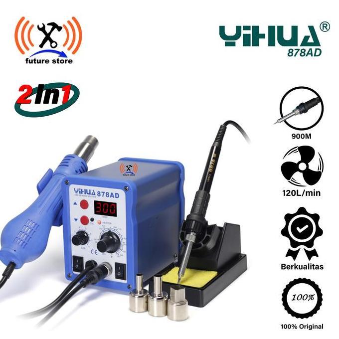 _JG_ YIHUA 878AD Blower - Hot Air Gun +Soldering Station 2In1 Original Suhu