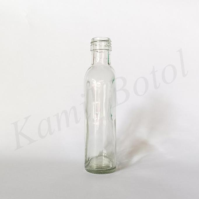 Botol Kaca Bening Gepeng 250ml BARU Termasuk Tutup
