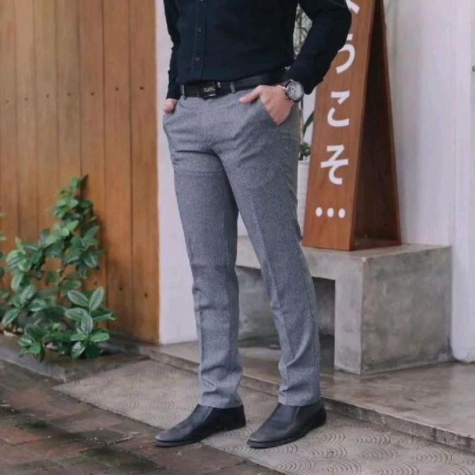 Sale Celana Kantor Pria Slim Fit Bahan Dasar Kain Woll Kualitas Premium Casual Cutbray Slimfit Chino