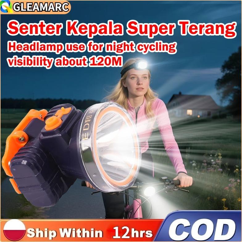 GLEAMARC Senter Kepala Super Terang 100 Watt Headlamp Outdoor Senter Kepala 1000Lumen/Senter kepala 