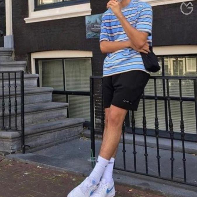 Disc Emga Shorts2 Celana Pendek Pants Olahraga Santai Kolor Polos Hitam Pria Wanita Laki Unisex Bask