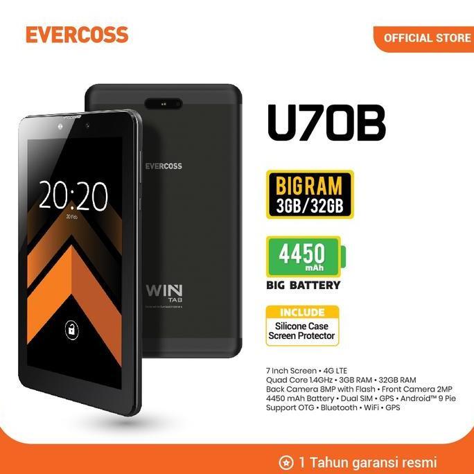 Allthebest- Evercoss U70B tablet 4G LTE 7inc ram 3gb rom 32gb garansi resmi