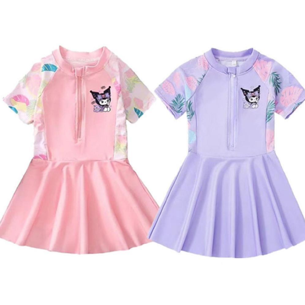 9911 Baju Renang Anak Dan Remaja Perempuan / Baju Renang Lengan Pendek Rok Motif Kuromi