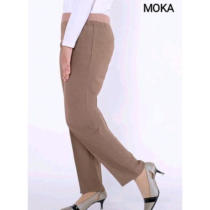 Gratis Ongkir Celana Kerja Wanita Kantor Up Pinggang Karet High Waist Standar Dan Jumbo Size M-7L - 